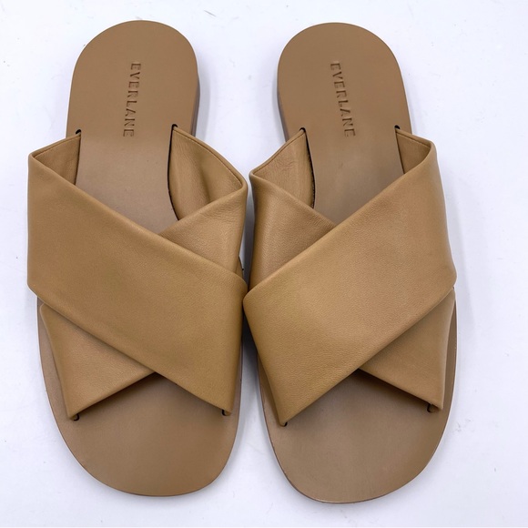 NEW Everlane Light Taupe Tan Leather Day Crossover Sandal in Size 6.5 - Picture 2 of 10